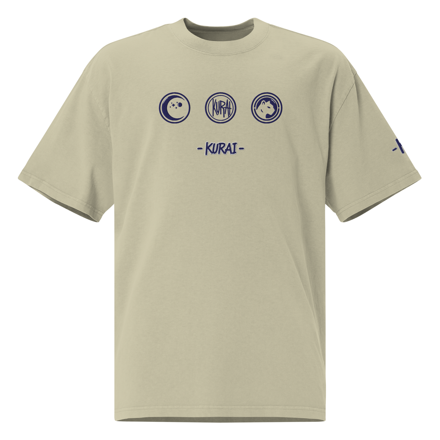 KURAI EMBROIDERED "KHAKI" FADED TEE