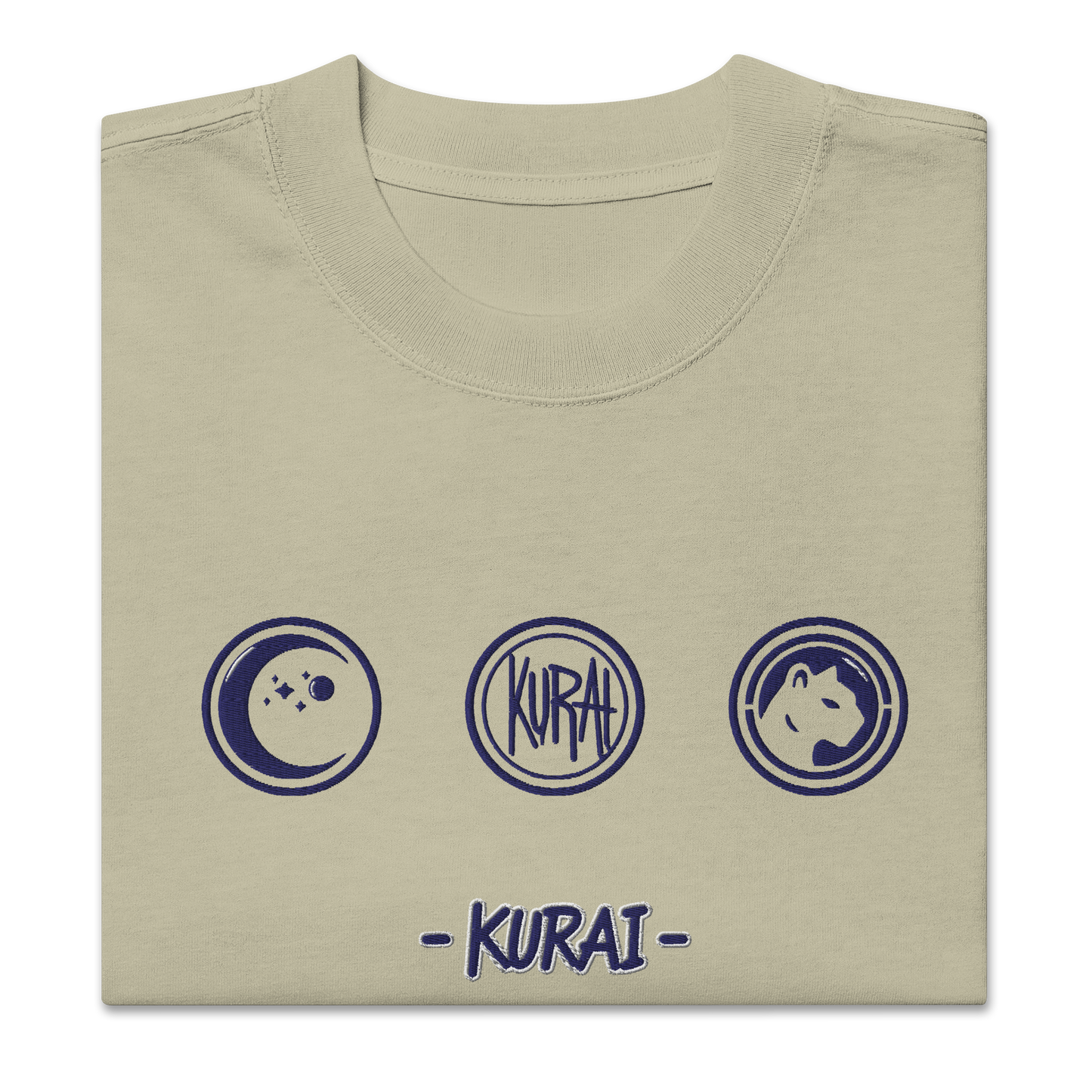 KURAI EMBROIDERED "KHAKI" FADED TEE